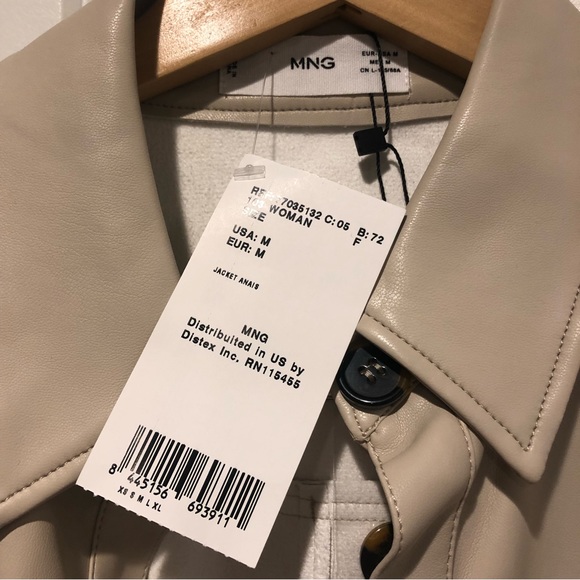 Mango Cream Faux Leather Shirt - Picture 4 of 5